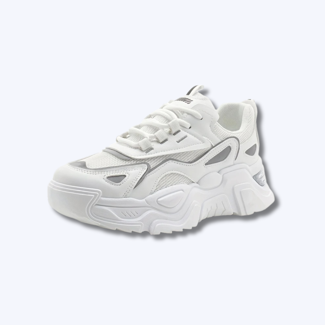 Women's Breathable Mesh Chunky Sneakers - Non-Slip, Reflective Casual Sneakers with Air Cushion Platform