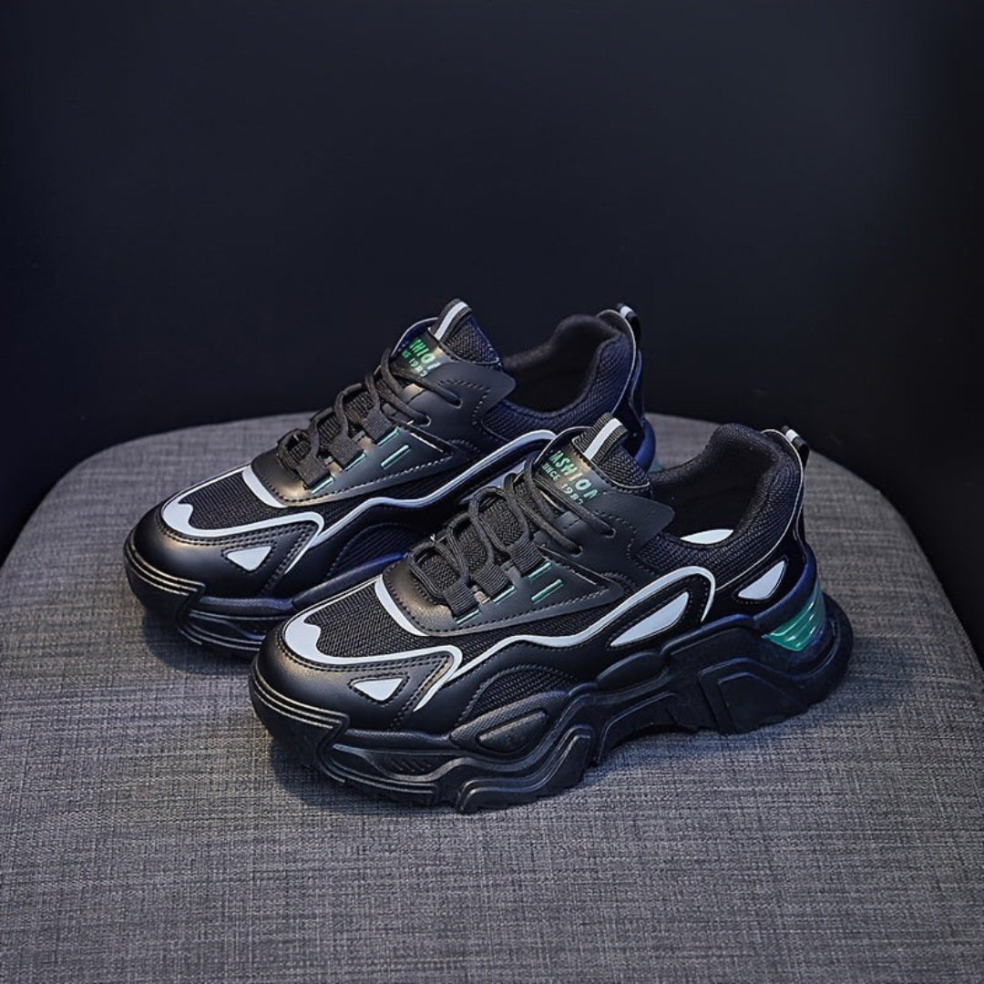 Women's Breathable Mesh Chunky Sneakers - Non-Slip, Reflective Casual Sneakers with Air Cushion Platform