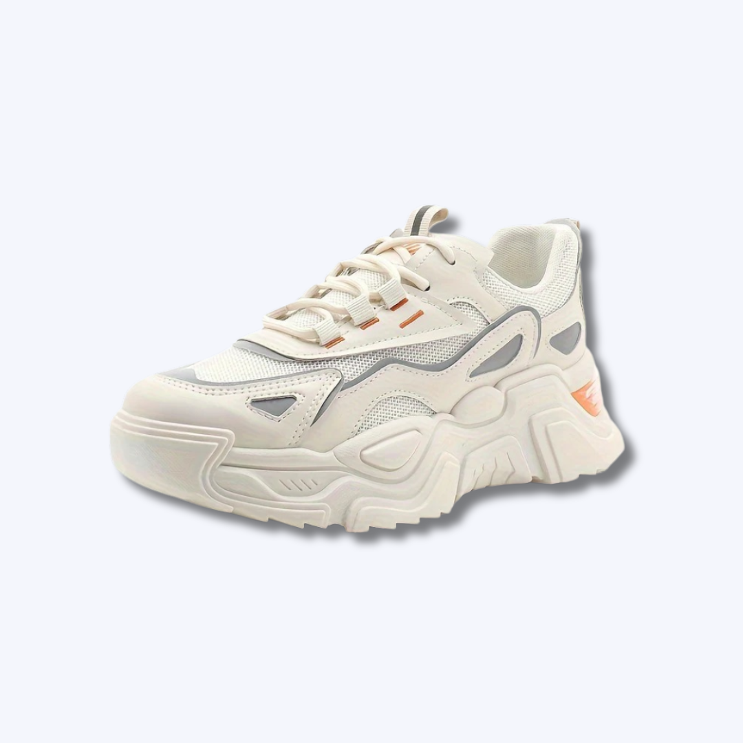 Women's Breathable Mesh Chunky Sneakers - Non-Slip, Reflective Casual Sneakers with Air Cushion Platform
